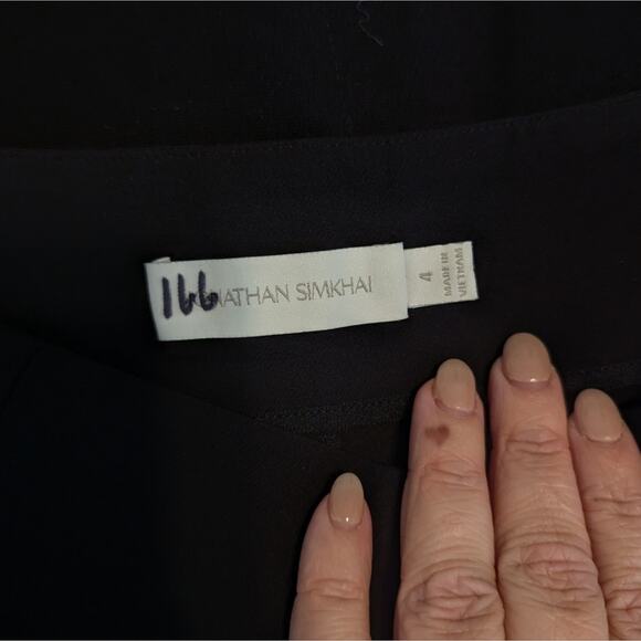 Jonathan Simkhai Black Chase Split Leg Crepe Flare Pants Size 4 - Picture 8 of 9